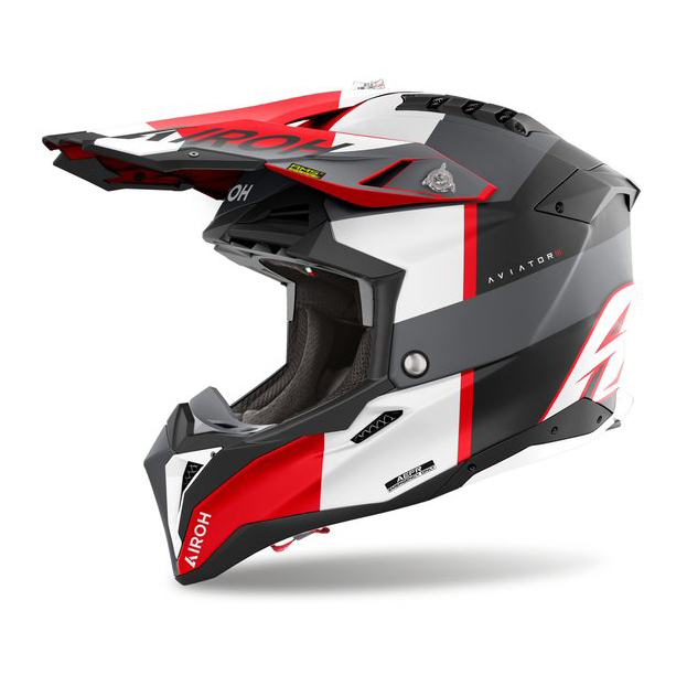 Product Image for Airoh Aviator 3 Monarch Crosshjälm Grå Röd Glansig