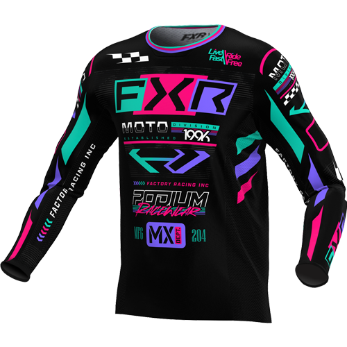 Product Image for FXR Podium Gladiator Crosströja Svart Coral Mint